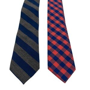 J. Crew Men’s Ties Striped Checkered Wool Cotton Lot of 2